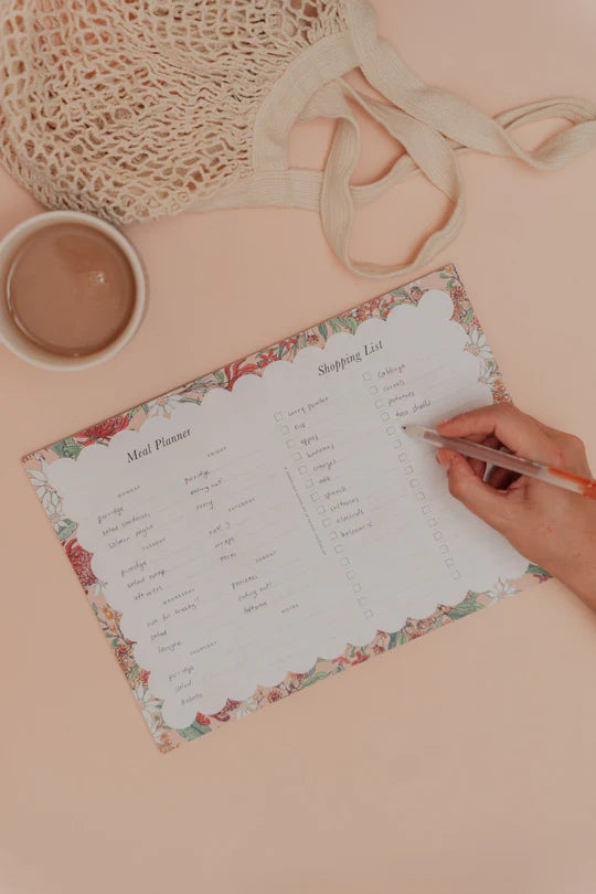 Honest Paper - Native Floral 'Meal Plan & Shopping List' Magnetised A4 Notepad