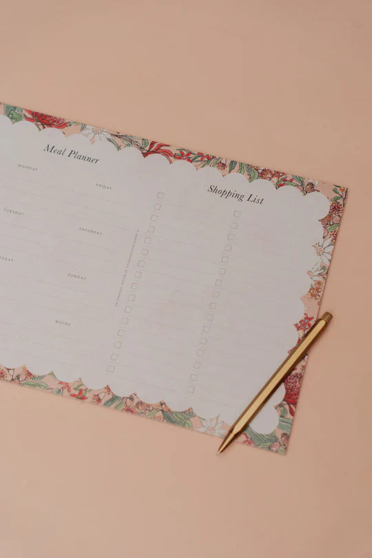 Honest Paper - Native Floral 'Meal Plan & Shopping List' Magnetised A4 Notepad