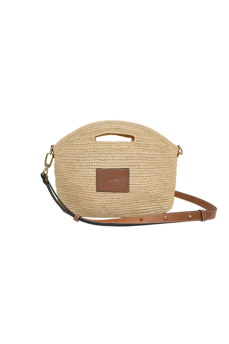 Nim - Leather Trimmed Raffia Mini