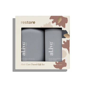 Al.ive Body - RESTORE - HAIR CARE TRAVEL GIFT SET - WHITE TEA & ARGAN OIL