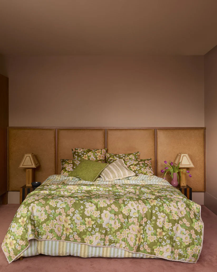 Bonnie & Neil - Buttercup Olive Multi Quilted Throw