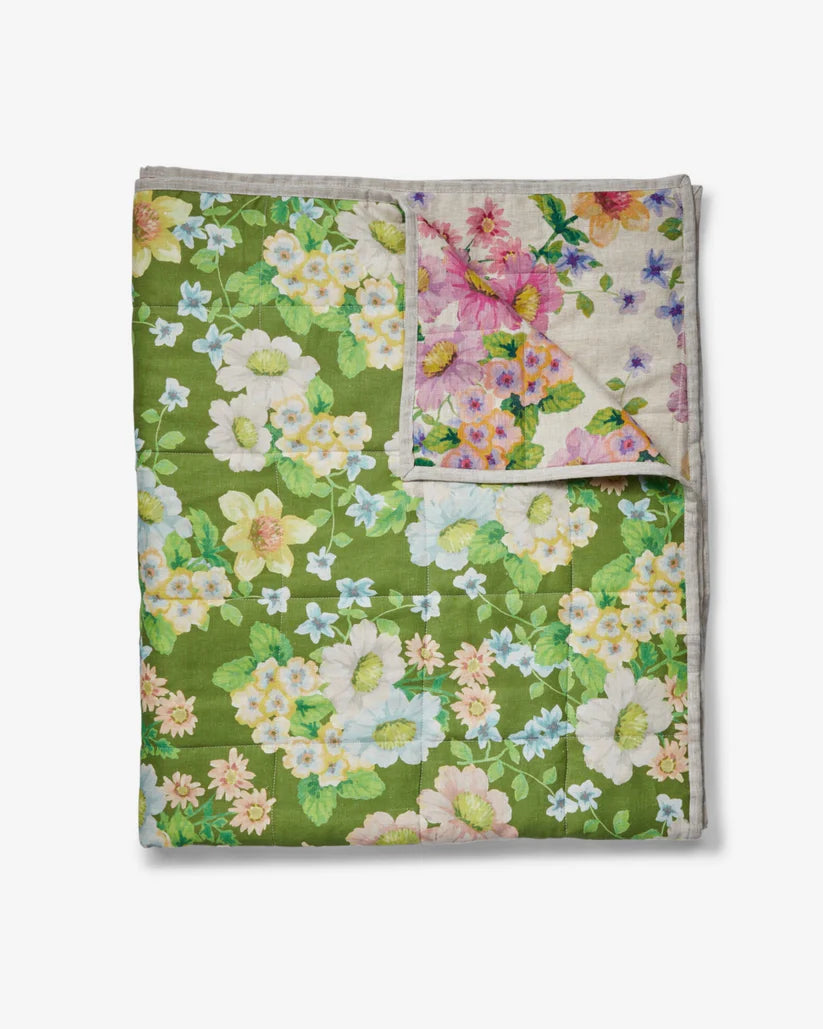 Bonnie & Neil - Buttercup Olive Multi Quilted Throw