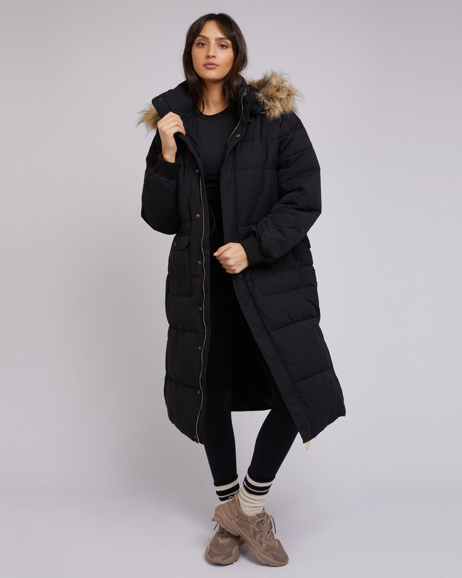 All About Eve - Active Fur Longline Puffer - Black