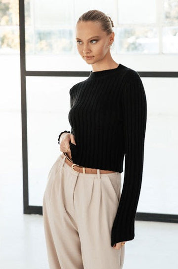 White Closet - Knit Top - Black