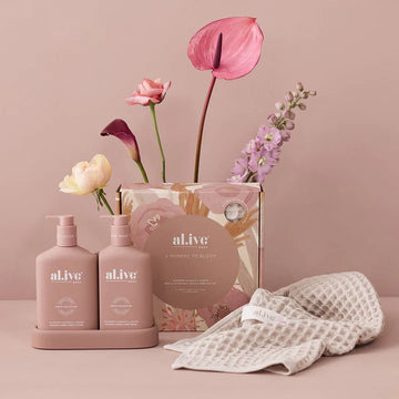 Al.ive Body - Wash & Lotion Duo + Waffle Towel Gift Set - Raspberry Blossom & Juniper