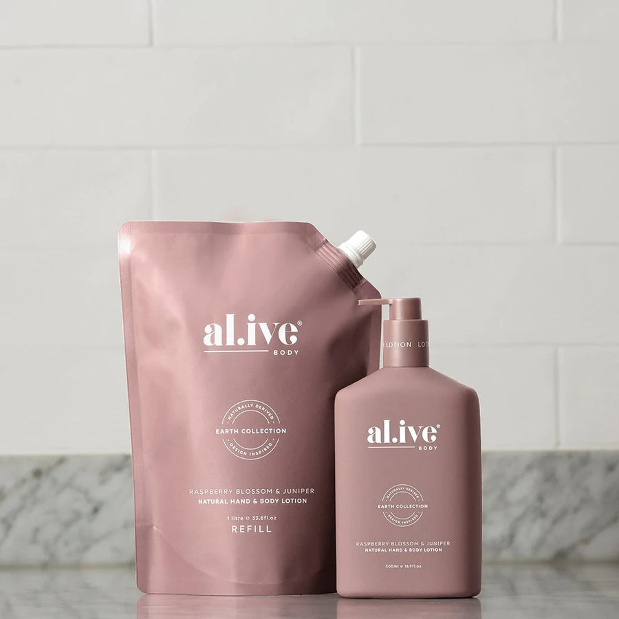 Al.ive Body - Raspberry Blossom & Juniper - 1L Lotion Refill