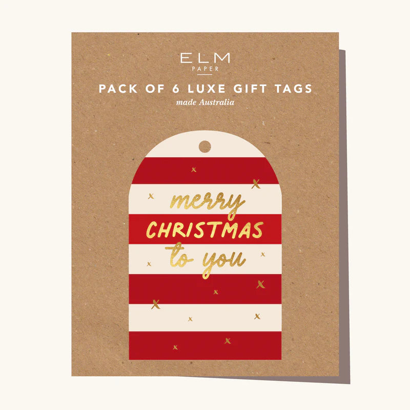 Elm Paper - Merry Christmas Stripe Pack Of 6
