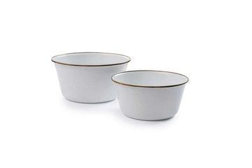 Barebones - Enamel Mixing Bowl - Eggshell - Set Of 2