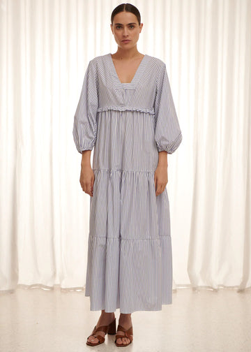 Apartment Clothing - Pinstripe Tiered Dress