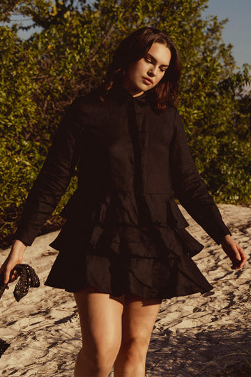 Bohemian Traders - DELFINA MINI DRESS IN BLACK