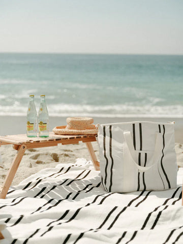 Business & Pleasure - THE COOLER TOTE BAG - BLACK TWO STRIPE