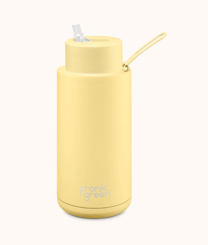 Frank Green - Ceramic Reusable Bottle - Straw Lid 34oz / 1,000ml - Buttermilk