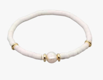 Pop Design - White + Pearl Heishi Bracelet