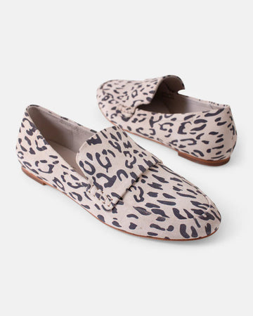 Walnut - Dutch Leather Loafer - Vanilla Leopard Suede