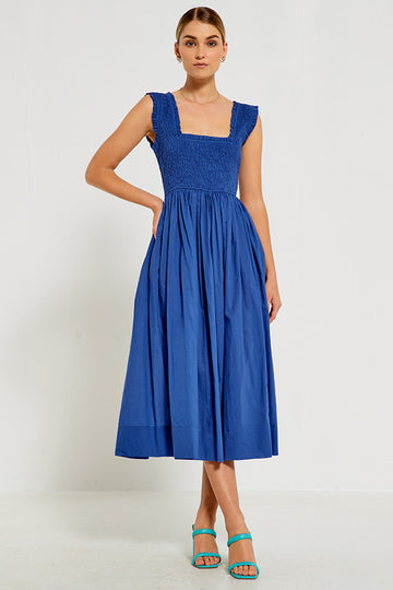 Bohemian Traders - Tank Midi Dress w/ Shirred Bodice - Cobalt