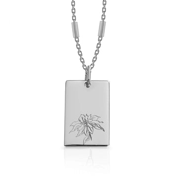 Bianko - Birth Month Flower Necklace - December - Silver