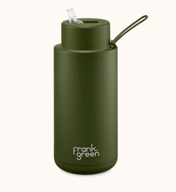 Frank Green - Ceramic Reusable Bottle with Straw Lid - Khaki - 34oz