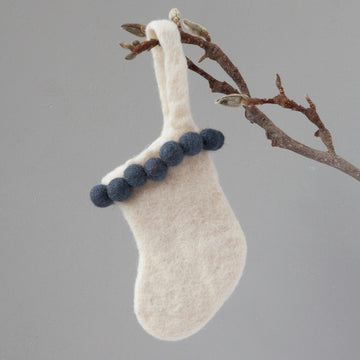 Down to the Woods - Felt Mini Stocking White