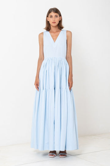 S/W/F Boutique - V Neck Tiered Maxi - Bambina Blue