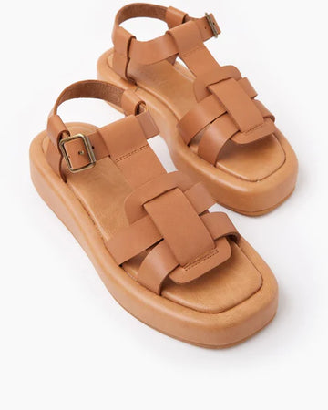 Walnut - Siena Leather Sandal - Tan
