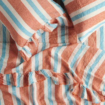 Society of Wanderers - Candy Stripe Ruffle Flat Sheet - King
