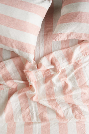 Society of Wanderers - Blush Stripe Fitted Sheet - Queen