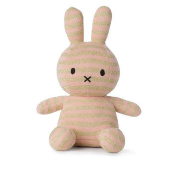 Miffy Plush - Sitting Organic Cotton Sparkle Stripe Pink 23cm
