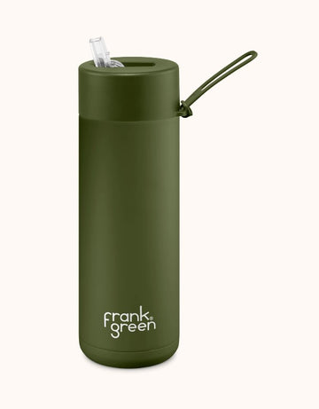 Frank Green - 20oz Stainless Steel Ceramic Reusable Bottle with Straw Lid - Khaki