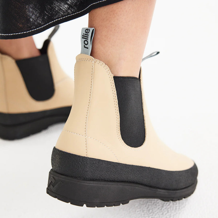 Rollie Fields Chelsea Rubberised Boot Cream Clover and Co