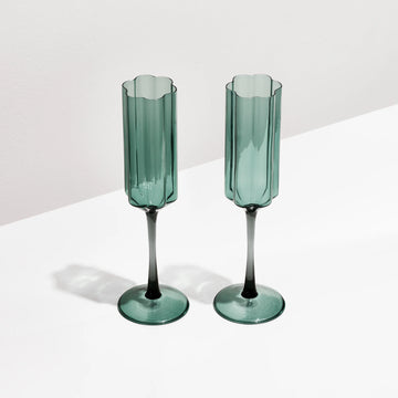 Fazeek - Wave Flute Glass Set - Teal