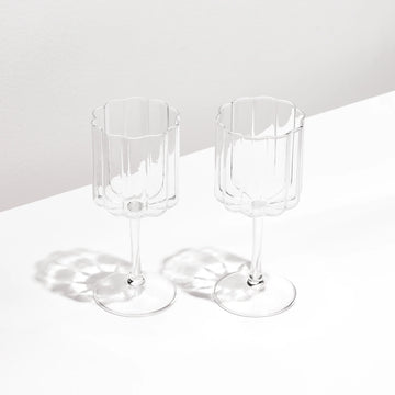 Fazeek - Wave Wine Glass Set - Clear