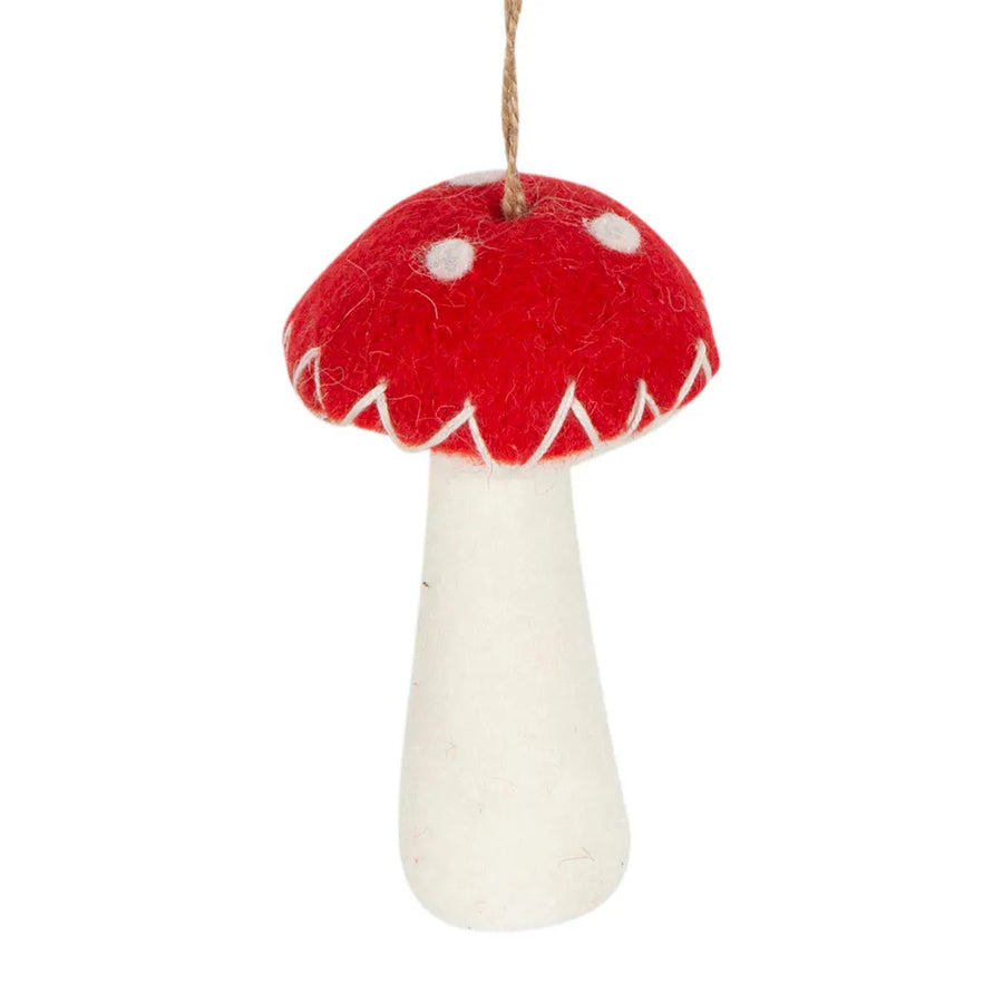 Florabelle - Rubin Felt Mushroom Ornament - Red