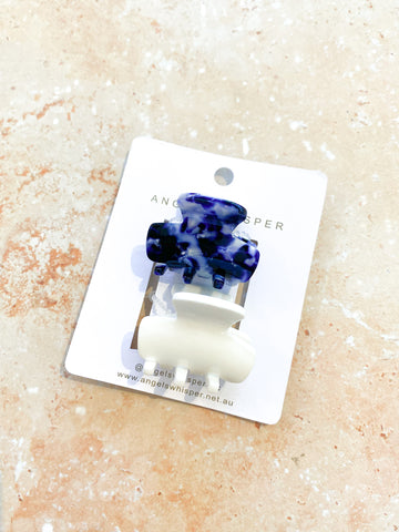 Angels Whisper - Mini Acrylic Claw Clip - Twin Pack - Navy/White
