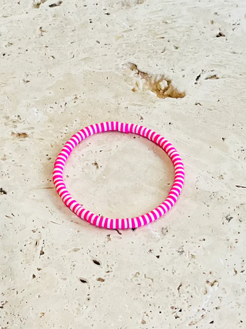 Pop Design - Pink Explosion Heishi Collection - Thin Hot Pink + White