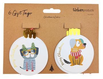 Urban Products - Quirky Christmas Dogs Bauble Gift Tag