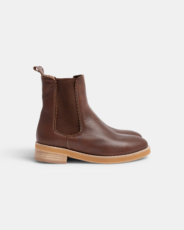 Walnut - Clemmie Leather Boot - Chocolate
